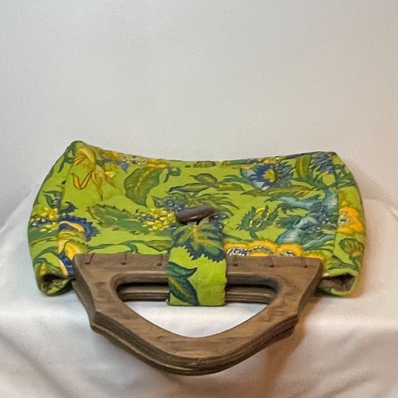 Sixties vintage grandma chic quilted wood handbag - Picture 6 of 13